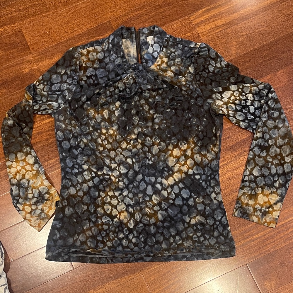 Alberto Makali Blue Black and Brown Patterned Blouse